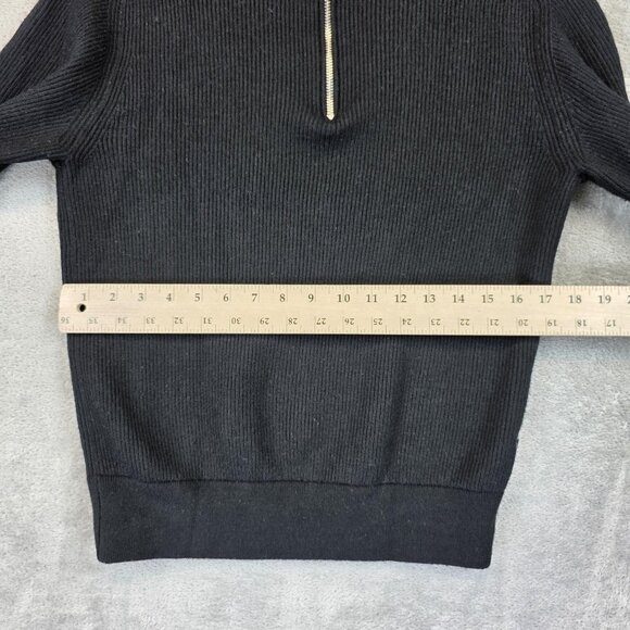 Armani Exchange A|X Sweater Mens Medium Black Half Zip Mock Neck Ribbed Knit - Picture 6 of 11
